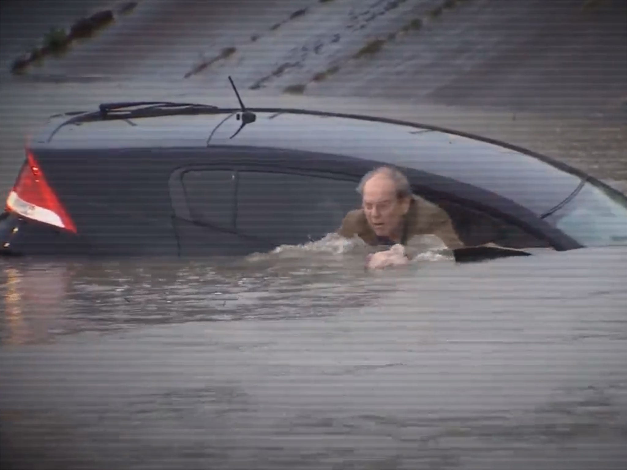 ABC was filming the man's car when he got into trouble in flood waters