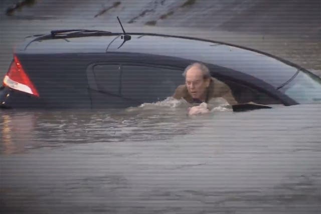 ABC was filming the man's car when he got into trouble in flood waters