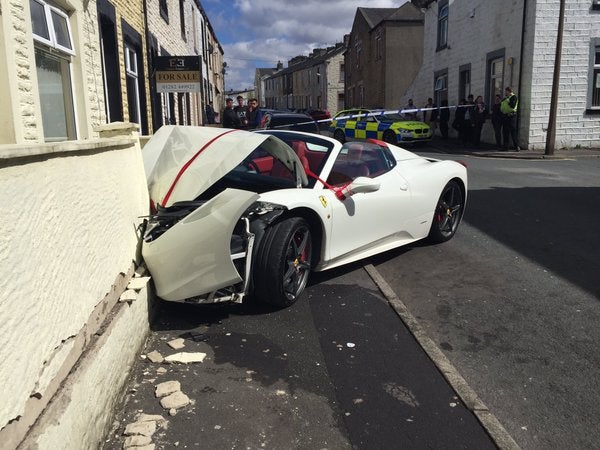 Lancashire Road Police posted a picture of the crumpled car on Twitter