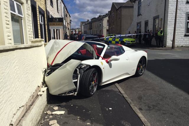 Lancashire Road Police posted a picture of the crumpled car on Twitter