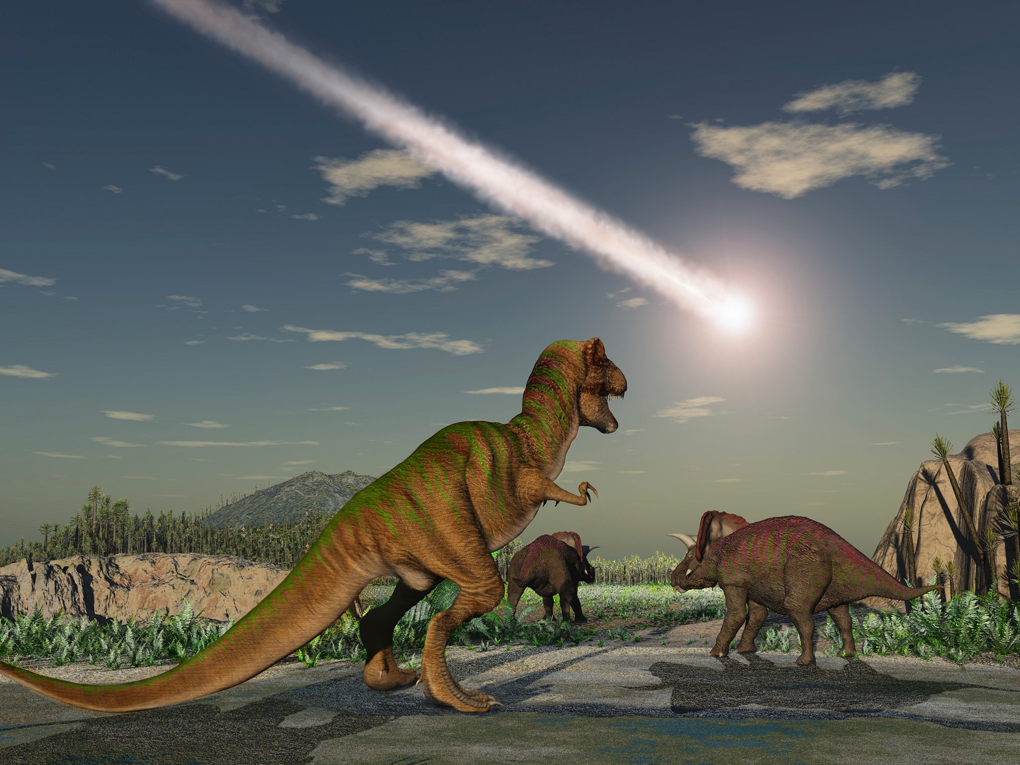 study　Independent　dinosaurs　suggests　before　The　may　arrived,　have　Independent　Volcanoes　out　asteroid　erupting　wiped　The