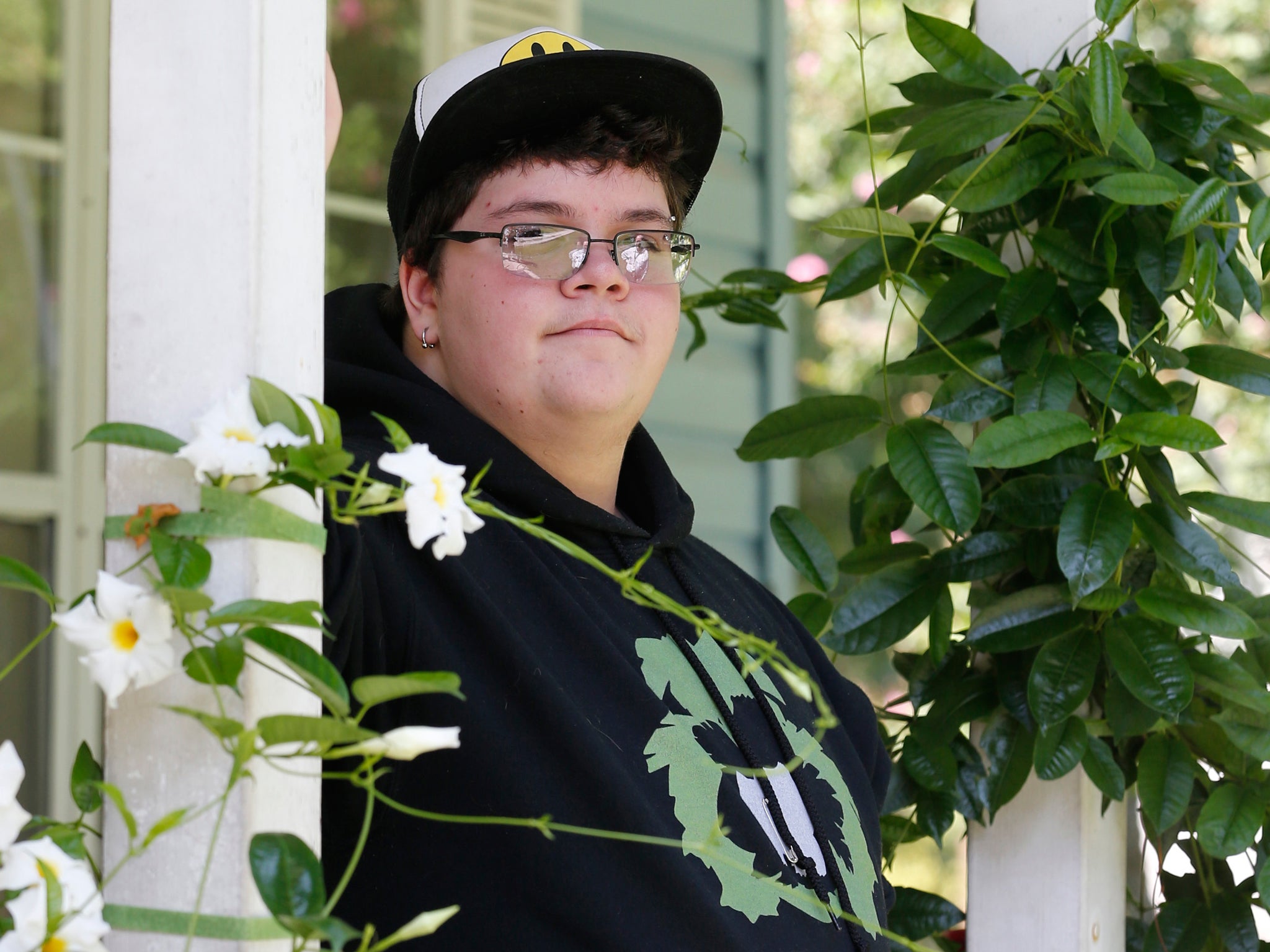 Gavin Grimm, 16, on the front porch of his Gloucester, Virginia, home AP