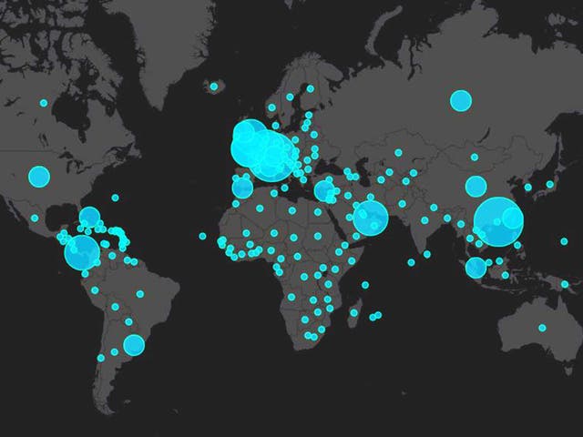 A map of where most of the companies in the files originate from