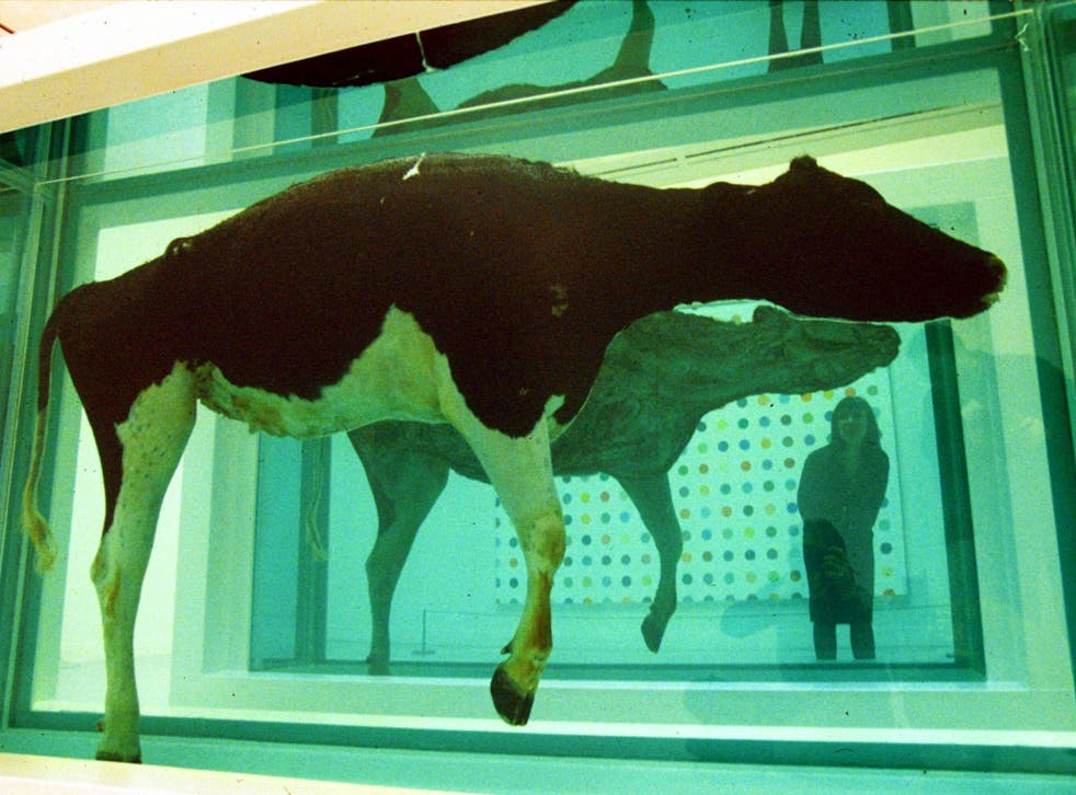 'Mother and Child Divided' by Damien Hirst features a bisected cow and calf preserved in formaldehyde