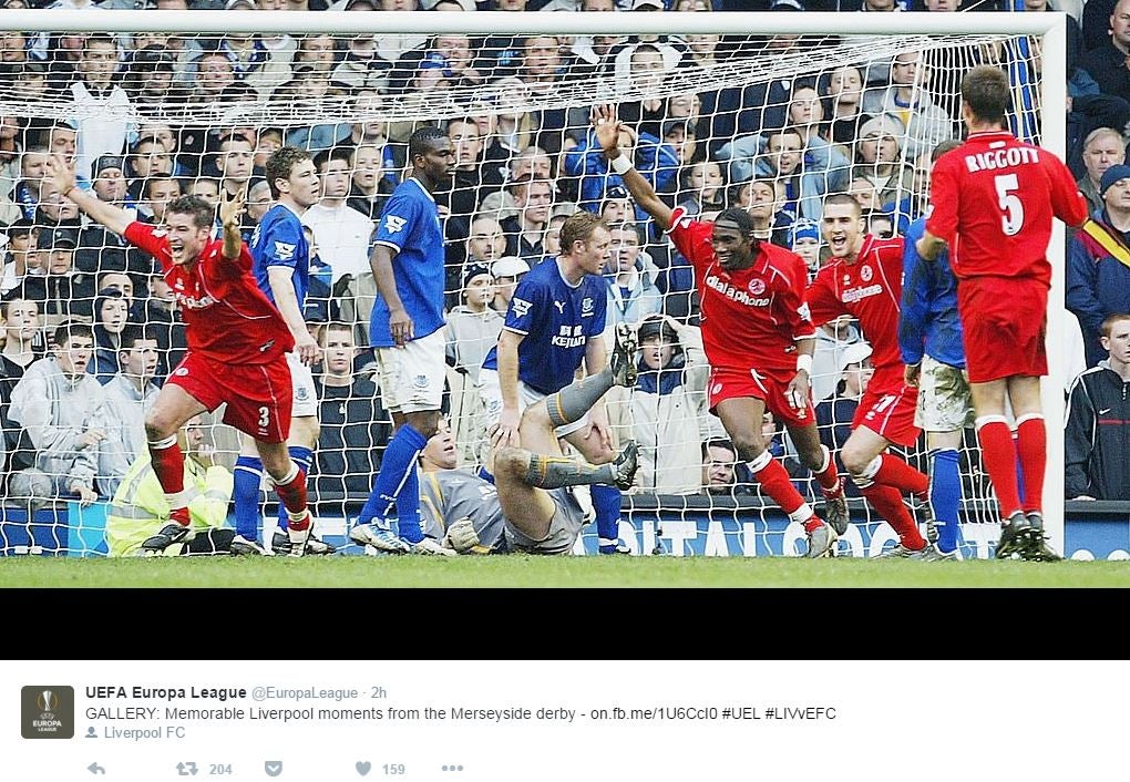 Desire-Job's 2004 goal against Everton for Middlesbrough was included in Uefa's tweet