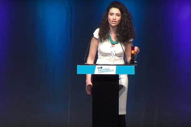Malia Bouattia, pictured, makes her speech after being elected