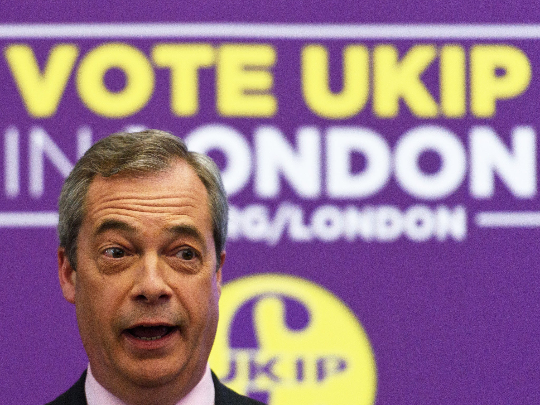 Nigel Farage speaking in support of Ukip's London mayoral candidate earlier this week