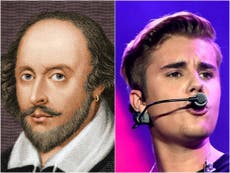 Justin Bieber lyrics better known by young adults than Shakespeare's work