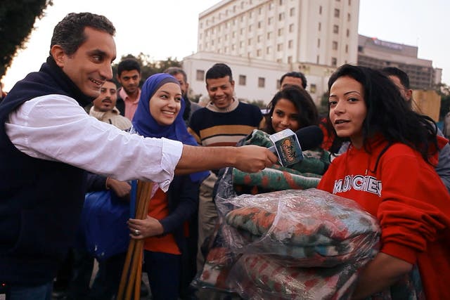Bassem Youssef, the so-called "Egyptian Jon Stewart" in Tickling Giants