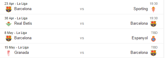 Barcelona's remaining fixtures