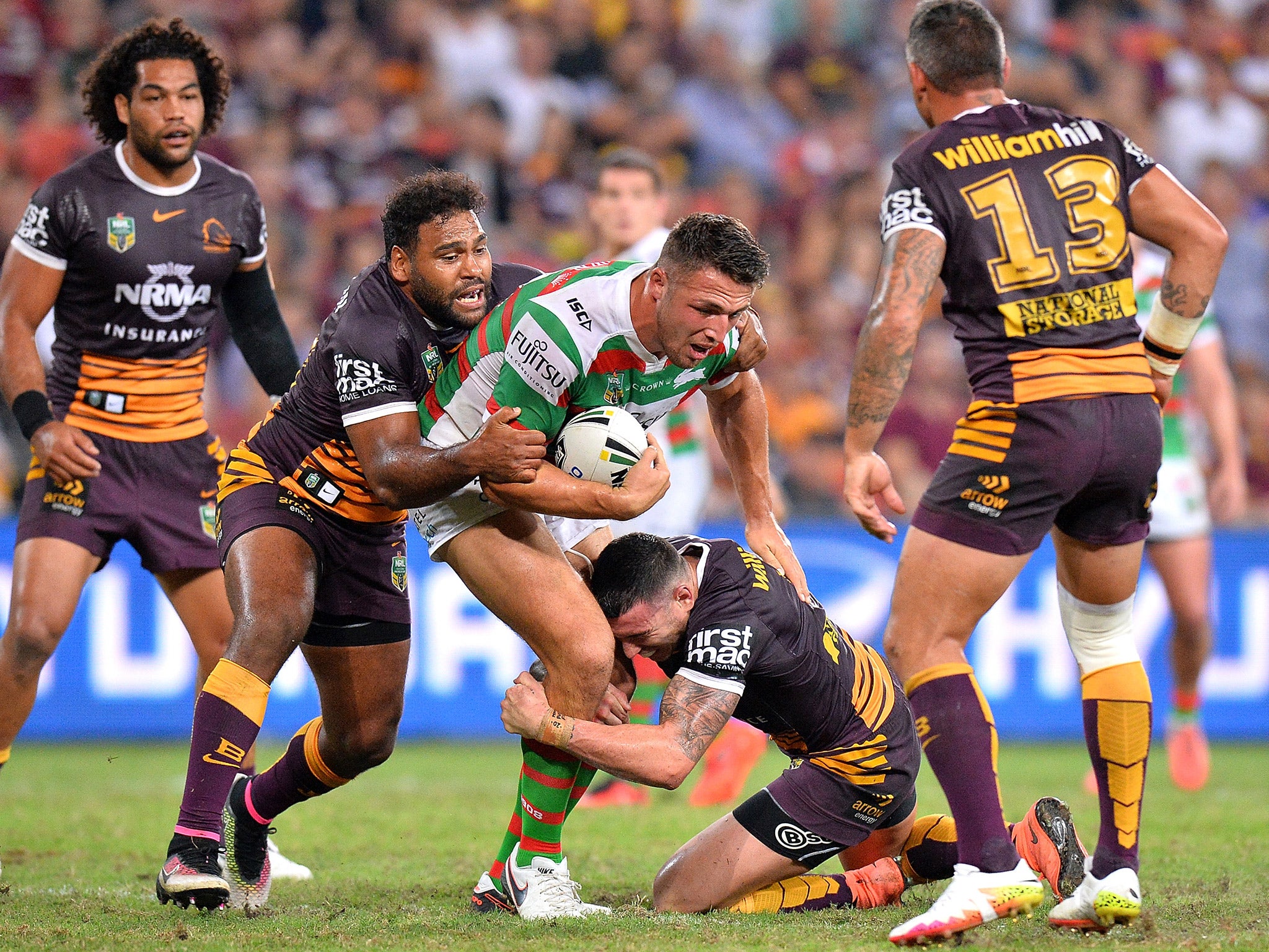 Sam Burgess started a melee between the two sides