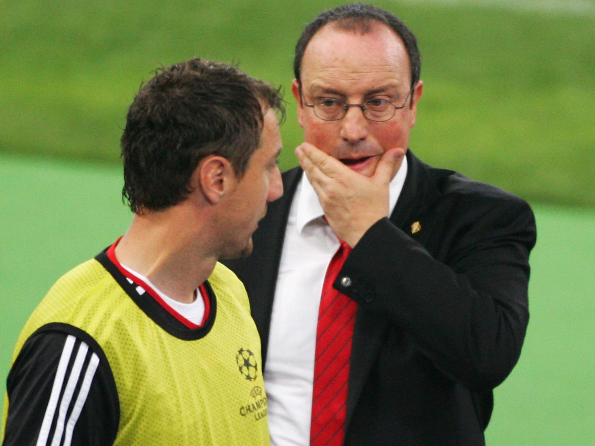 Former Liverpool goalkeeper Jerzy Dudek with Benitez in the 2007 Champions League final