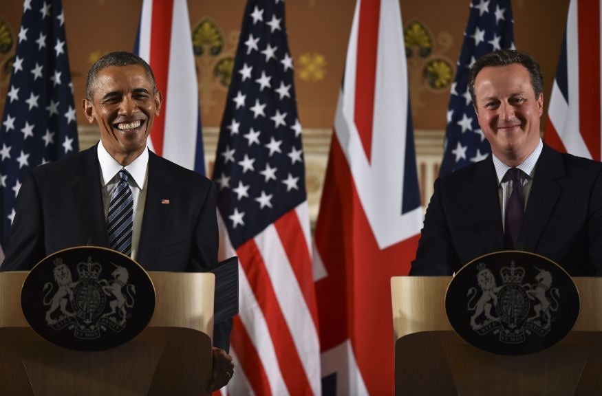 David Cameron holds a joint press conference with Barack Obama, at the Foreign and Commonwealth Office following a bilateral meeting in Downing Street