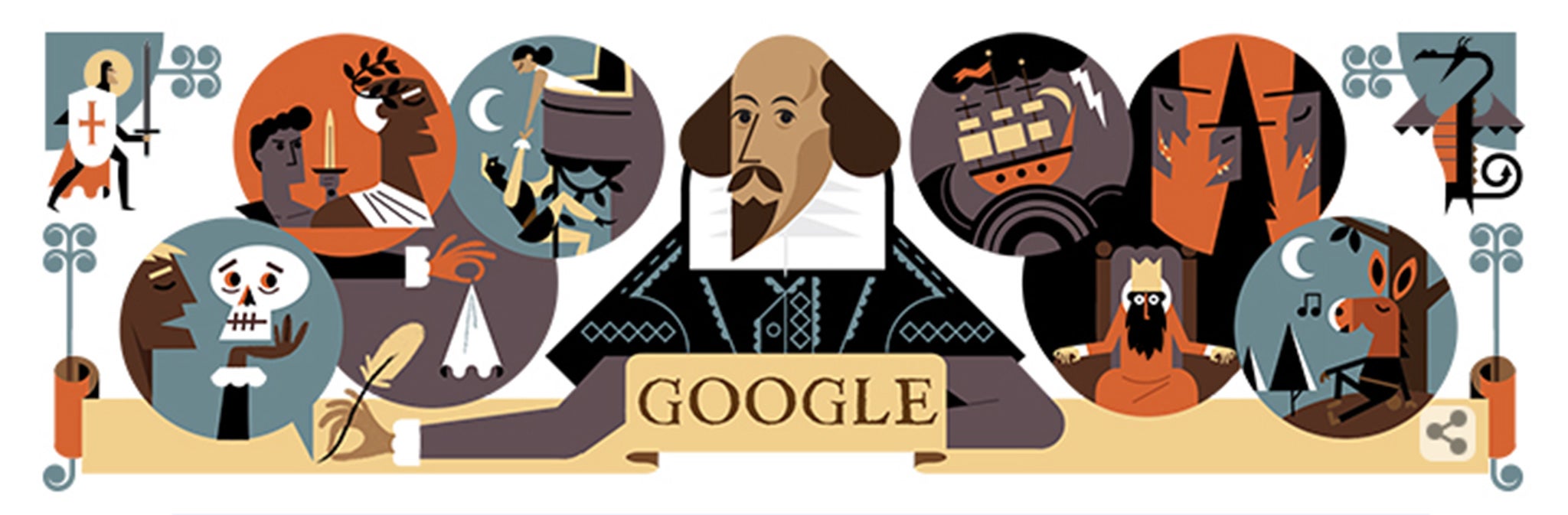 The Google Doodle for 23 April celebrates both Shakespeare and St George's Day