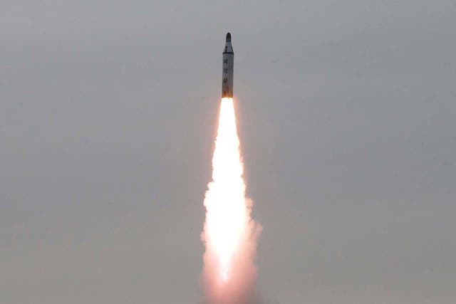 A picture of a previous missile test released from North Korea's official news agency