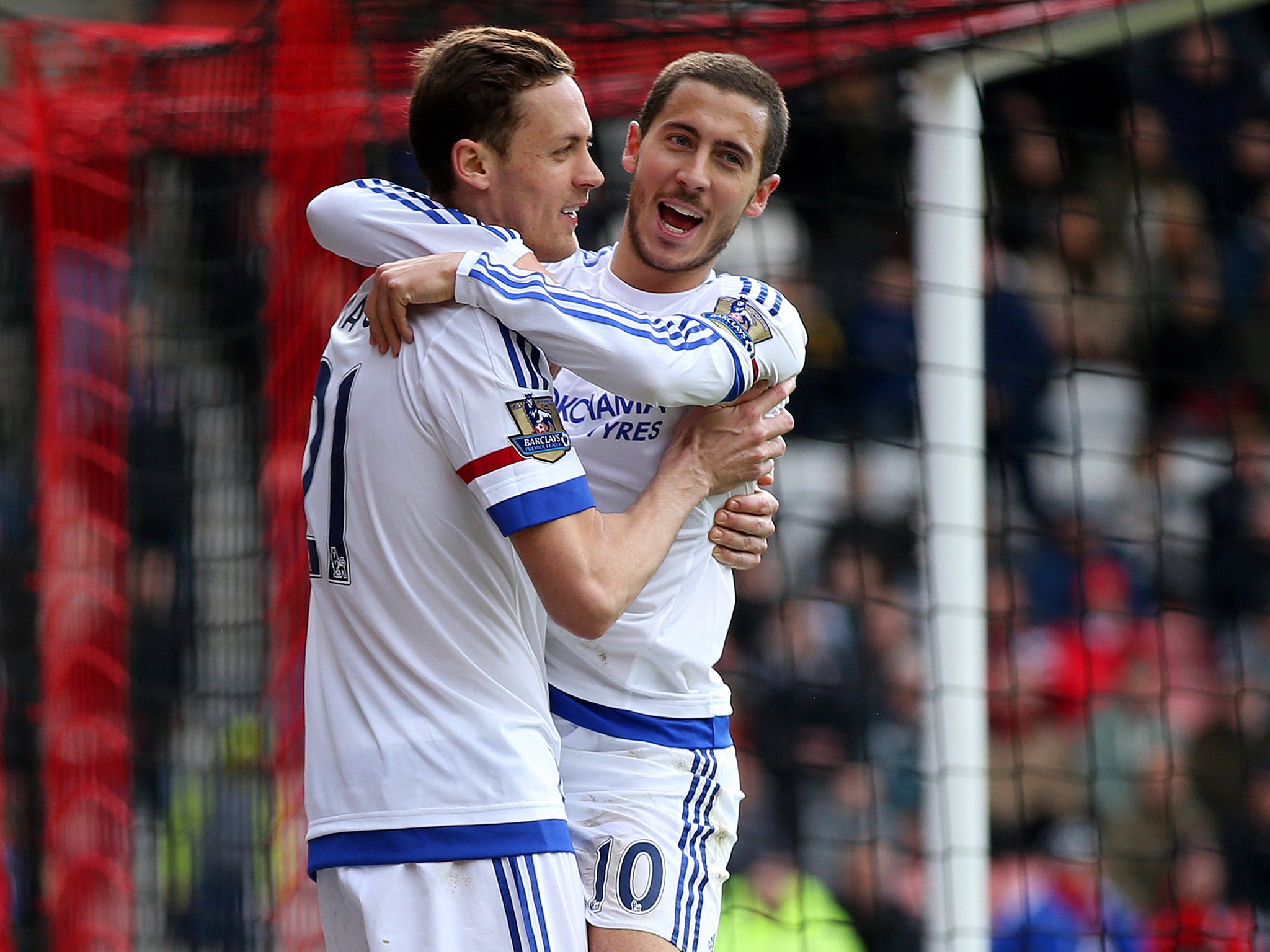 Eden Hazard celebrates after scoring for Chelsea against Bournemouth
