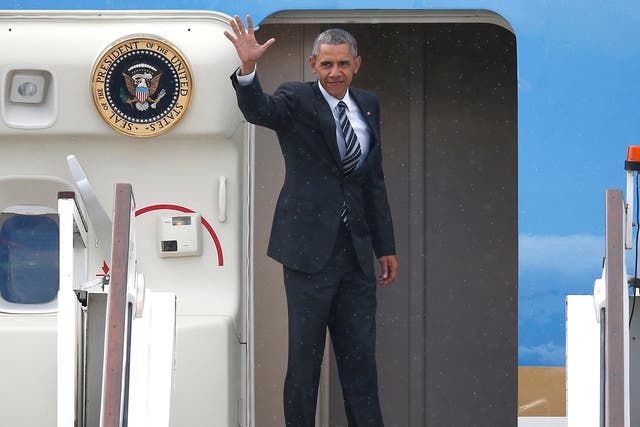 Obama left controversy in his wake as he departed from Stansted airport
