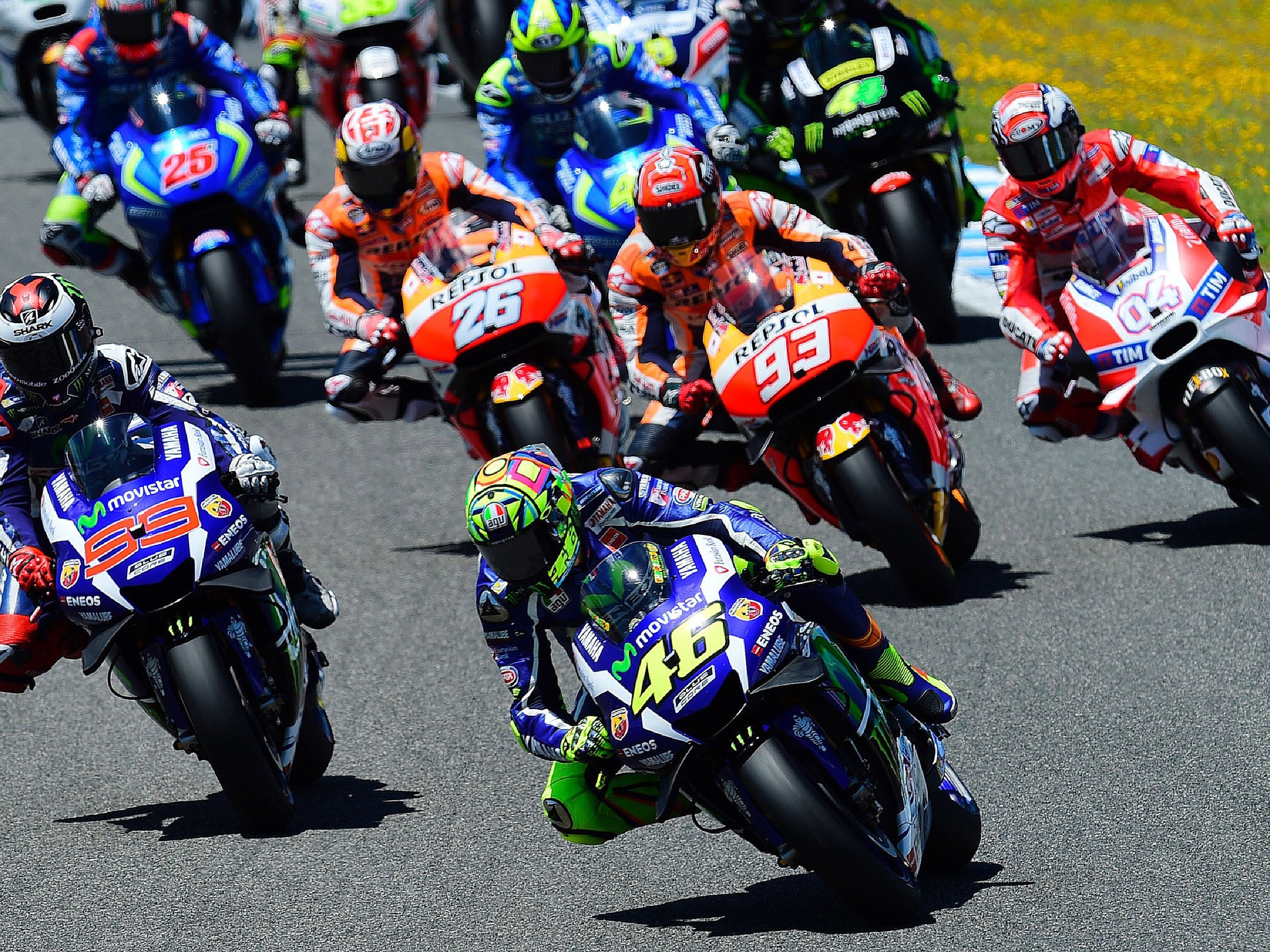 &#13;
Rossi led from start to finish bar one overtake attempt from Lorenzo &#13;