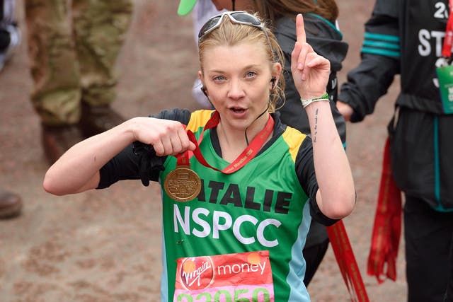 Natalie Dormer finishes the Virgin London Marathon 2016