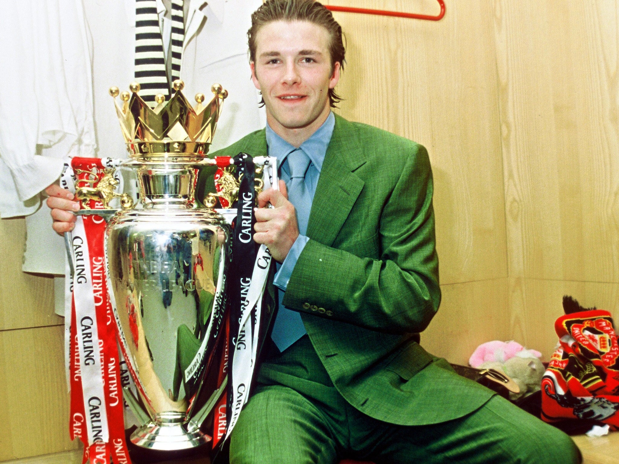 David Beckham after one of his six Premier League triumphs