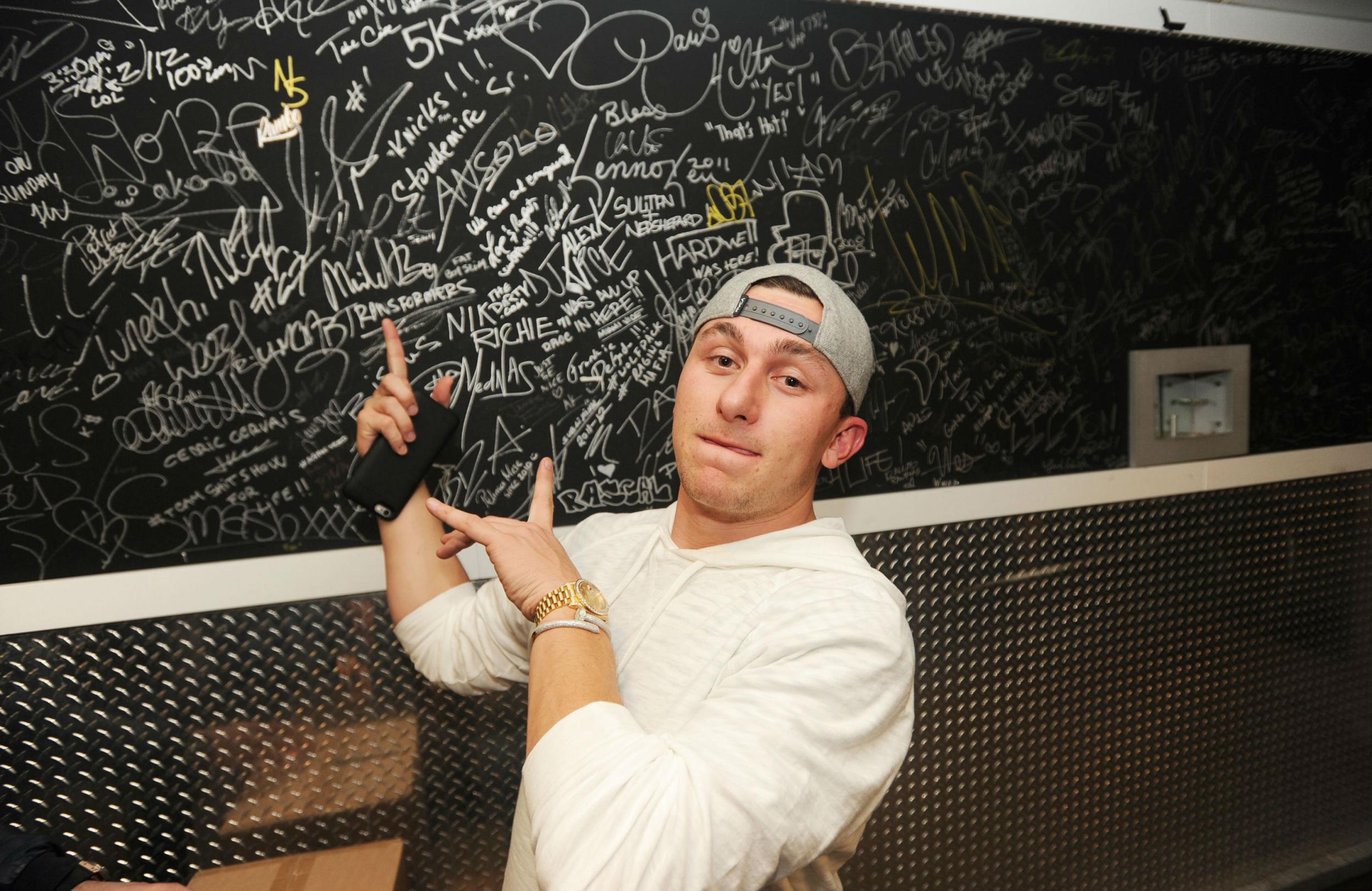 Mr Manziel signed the wall of fame in Miami, Florida in February