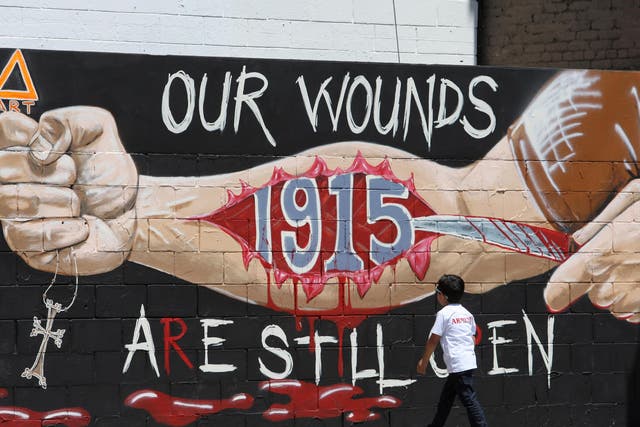 A mural commemorating the Armenian genocide in Los Angeles, California, in 2016
