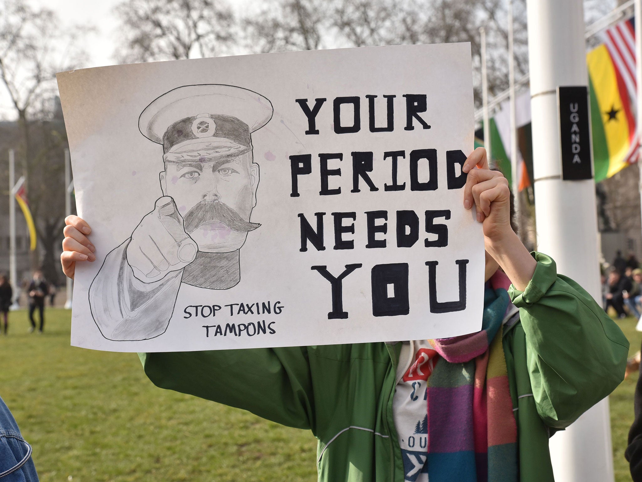 In March protesters demonstrated outside Parliament against the so-called 'tampon tax'