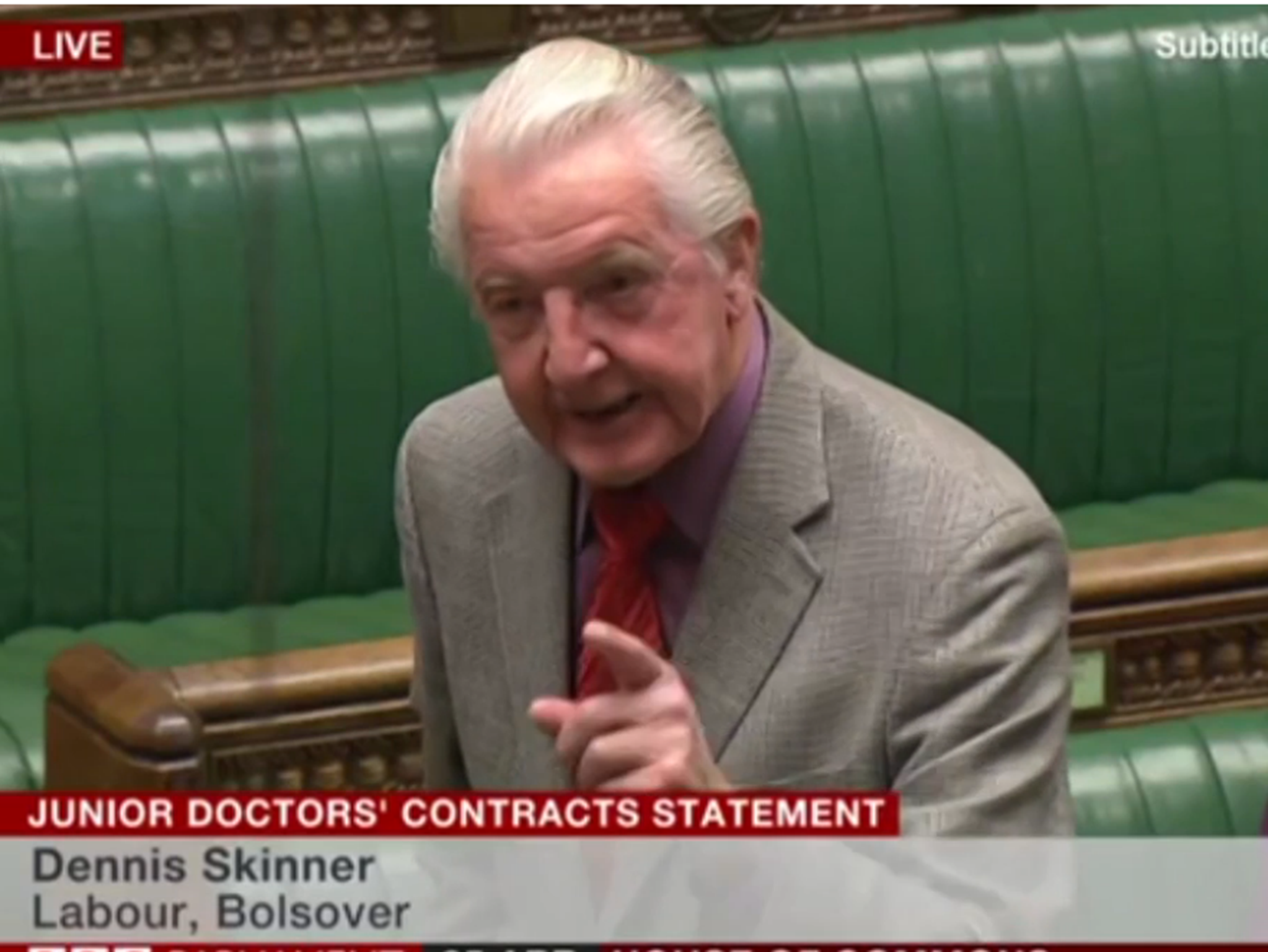 The 'Beast of Bolsover' said Mr Hunt was giving the impression he is revelling in standing up to the junior doctors