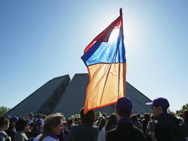 <p>People of Armenia laying of the flowers at the Genocide Memorial in Yerevan, Armenia </p>