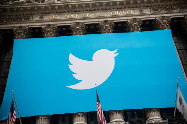 The Twitter logo displayed outside the New York Stock Exchange in November 2013