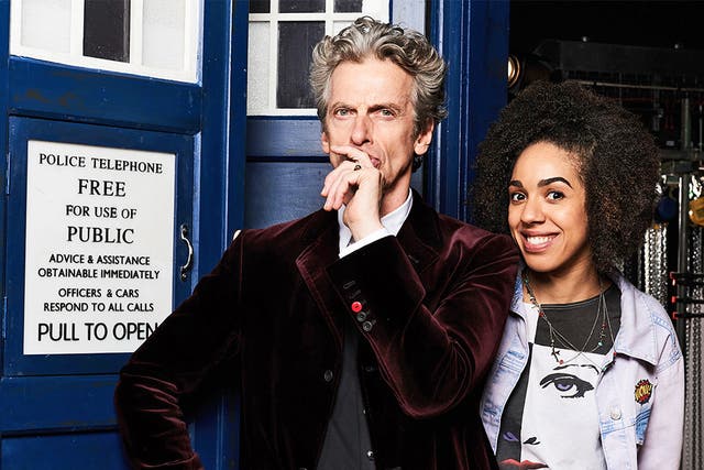 Current Doctor Who Peter Capaldi with new companion Pearl Mackie