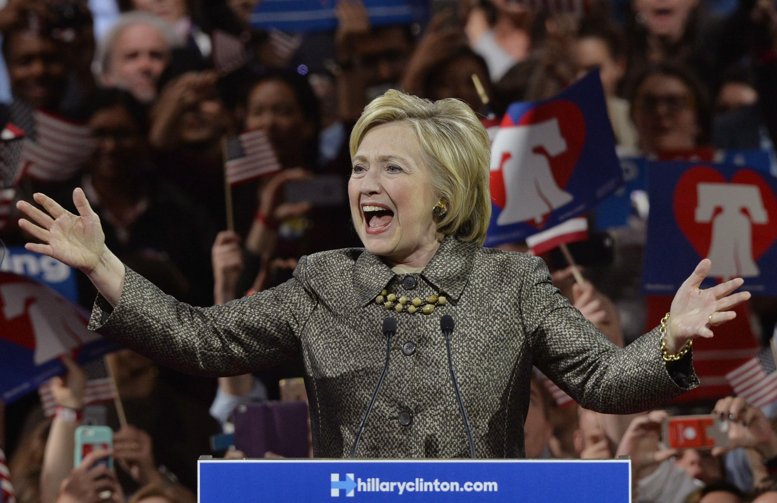 Hillary Clinton thanked her supporters after being declared winner in three states