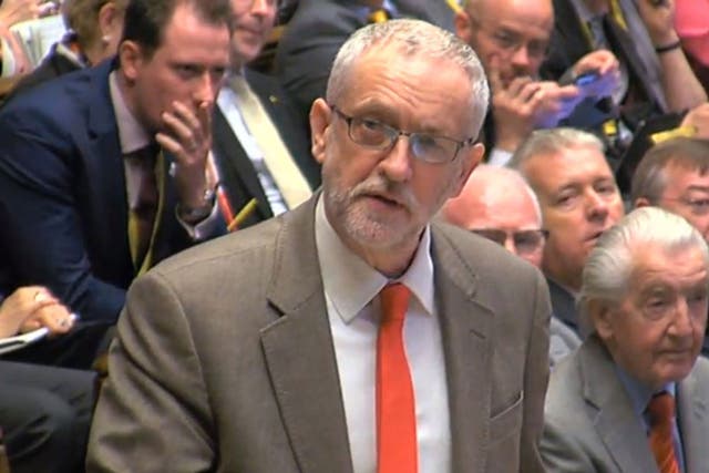 Labour party leader Jeremy Corbyn speaks during Prime Minister's Questions in the House of Commons
