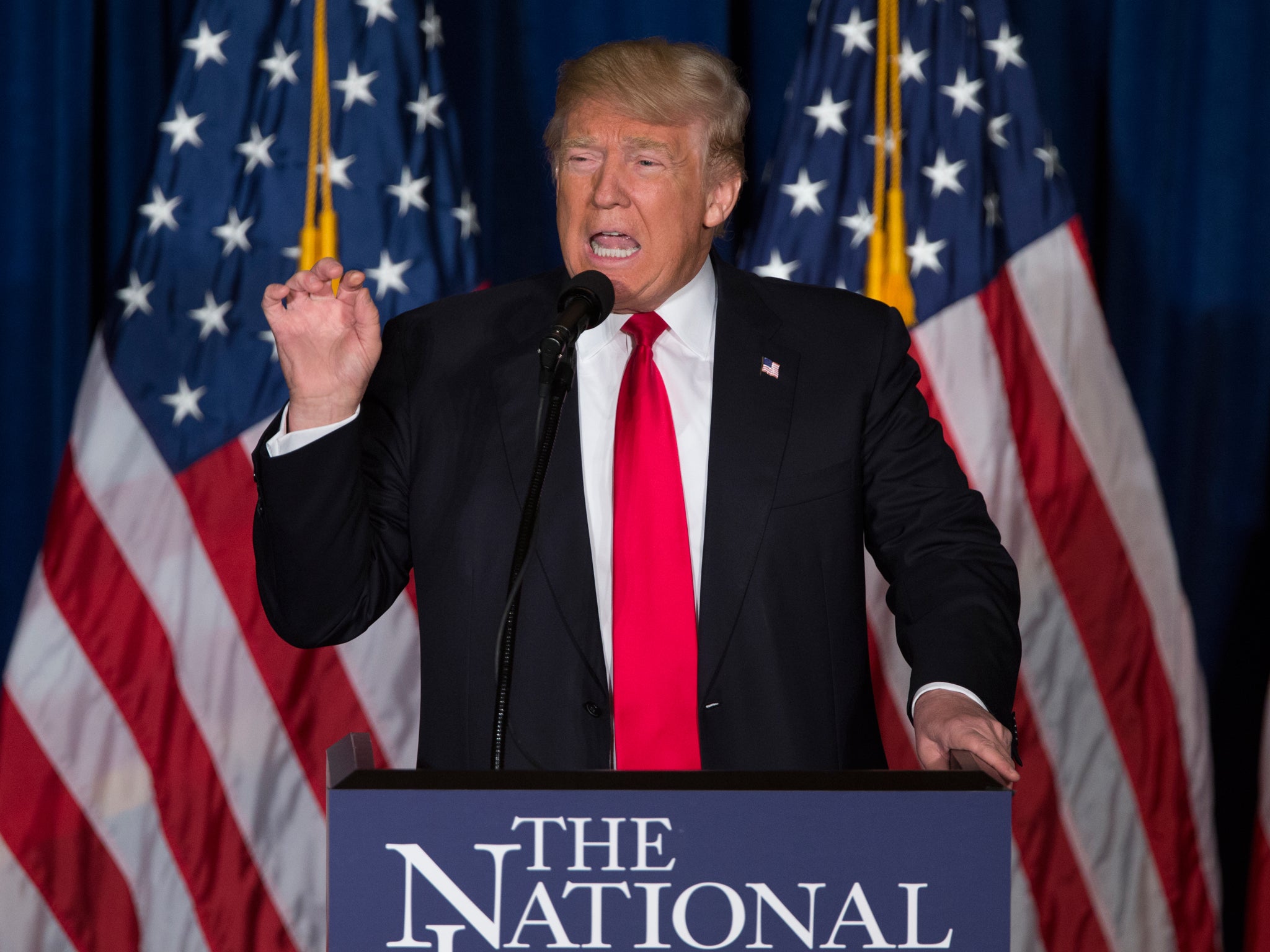 Donald Trump gave a major foreign policy speech in Washington, AP