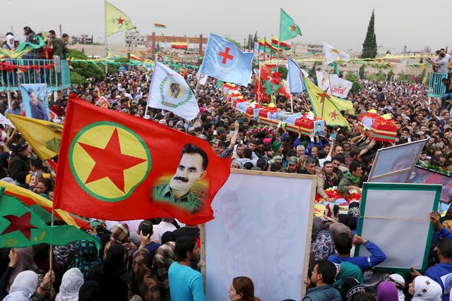Supporters of the PKK, whom Turkey and the EU consider a terrorist group at a rally. It was allegedly involvement with this group that led to the 1994 murder of Mehmet Kaygisiz