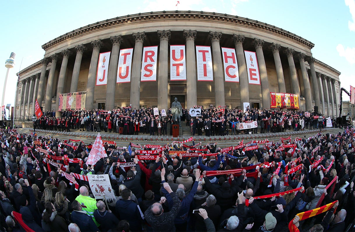 A vigil held at St George's Hall, Liverpool