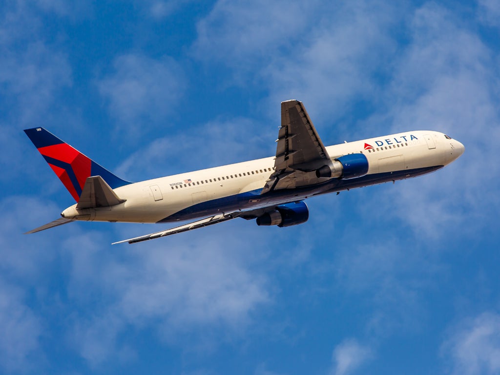 US agent was flying from Manchester, UK, to John F Kennedy airport on a Delta flight (file photo)
