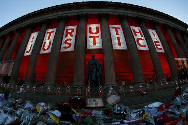 St George’s Hall in Liverpool became a focus for remembrance following the verdict last month