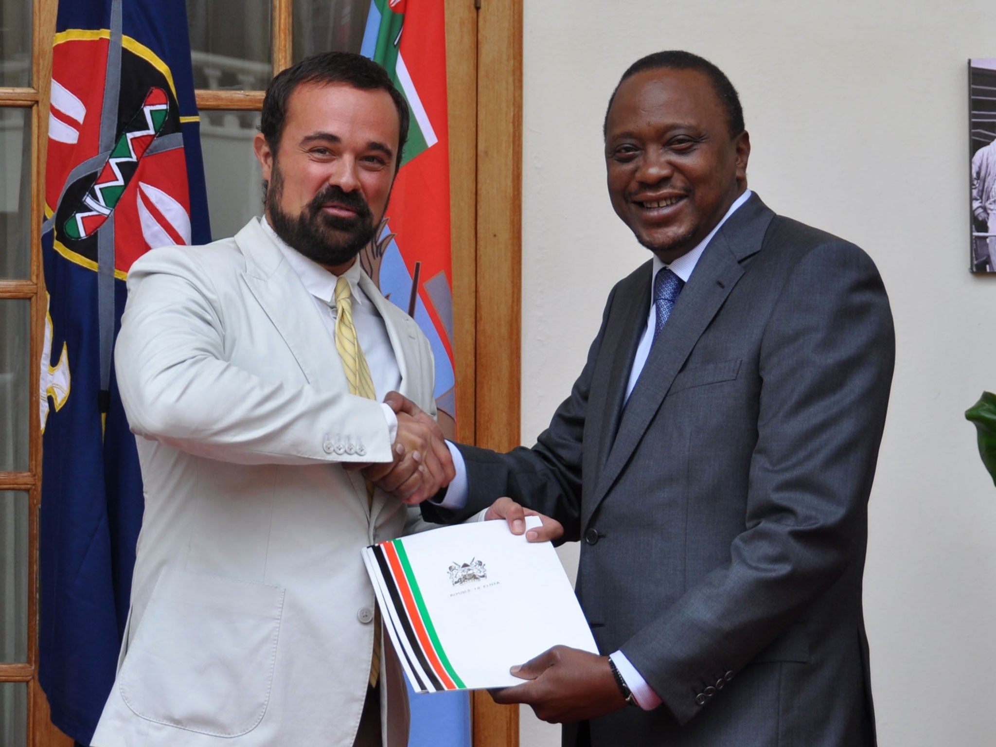 President Uhuru Kenyatta of Kenya with Independent owner Evgeny Lebedev