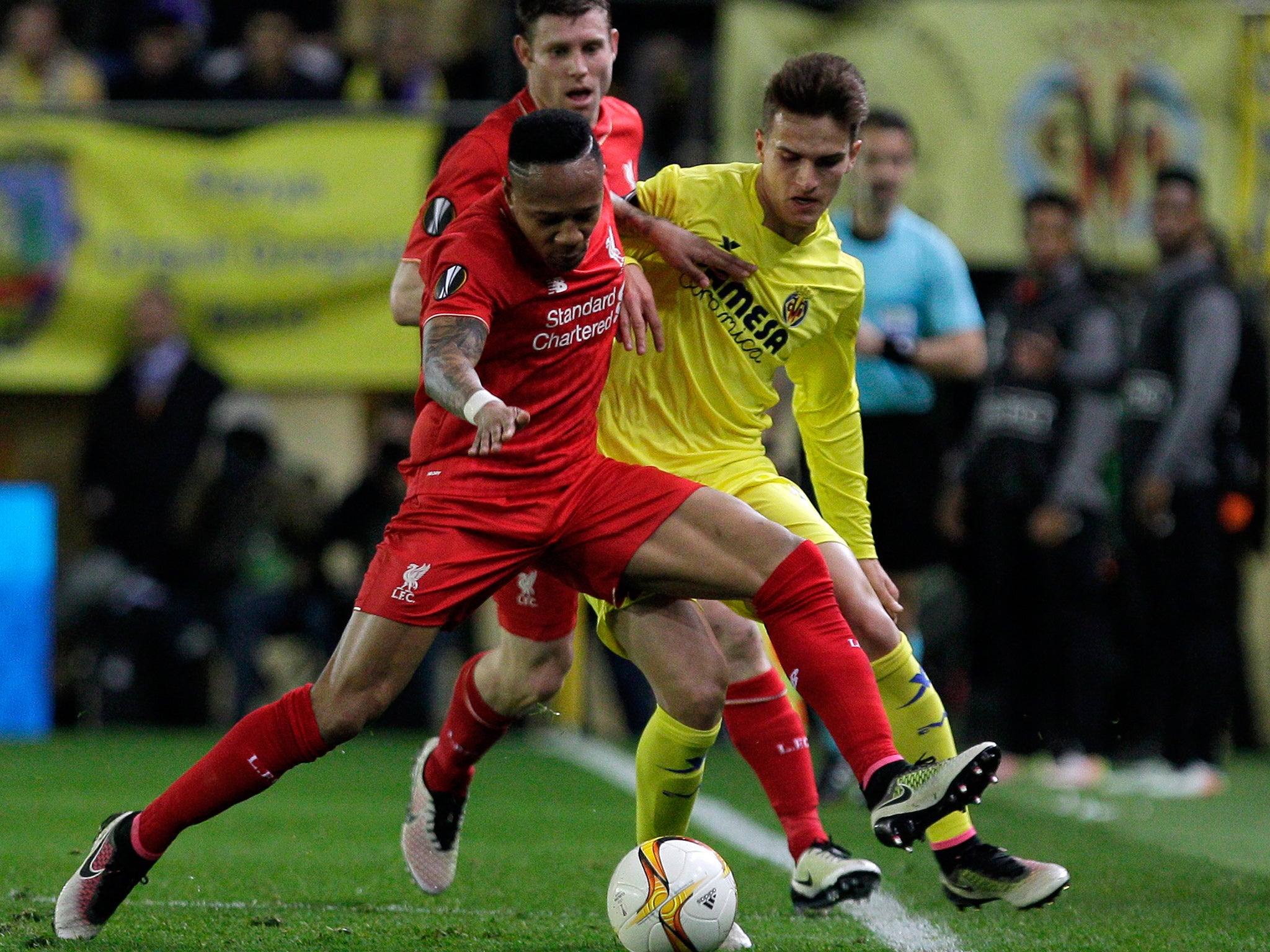 Liverpool defender Nathaniel Clyne battles for the ball