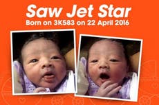 Baby born on Jetstar Asia passenger flight is named after the airline