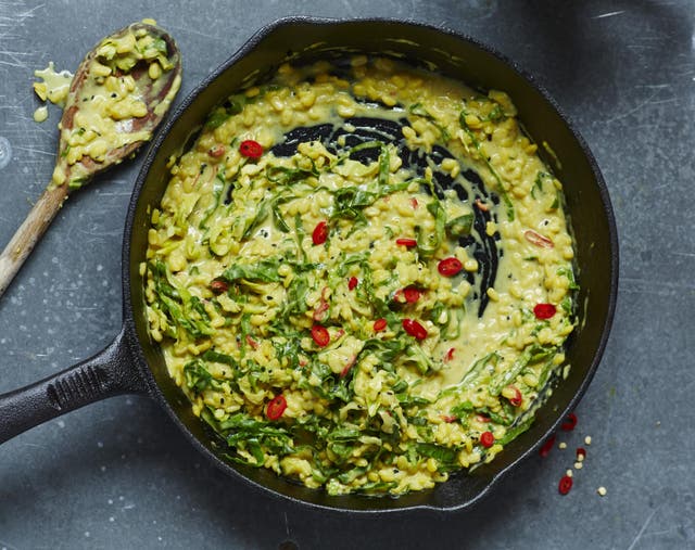 Spring green and coconut dal