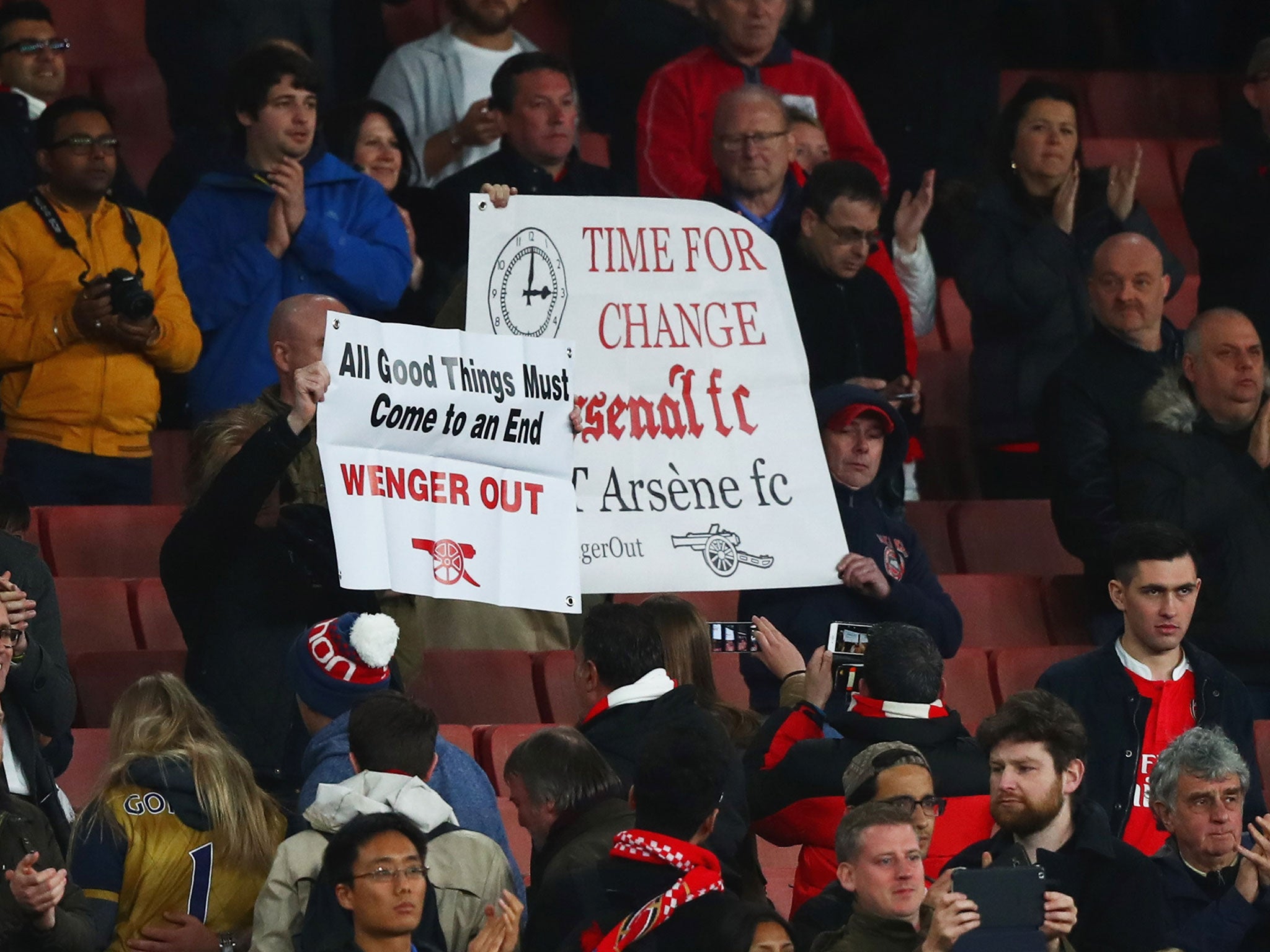 Arsenal fans protesting at the Emirates