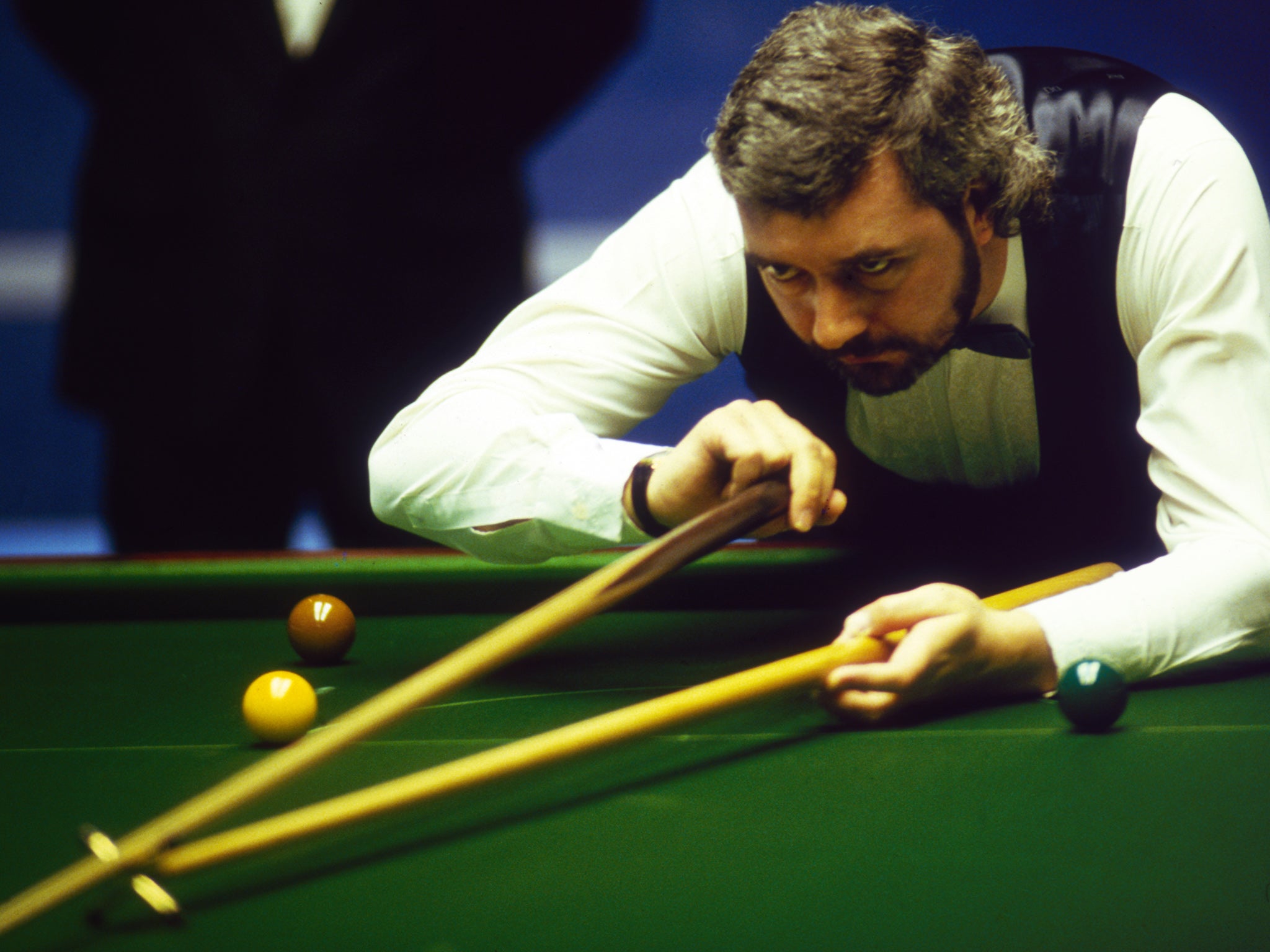 Virgo in action during the 1987 Embassy World Snooker Championship at the Crucible