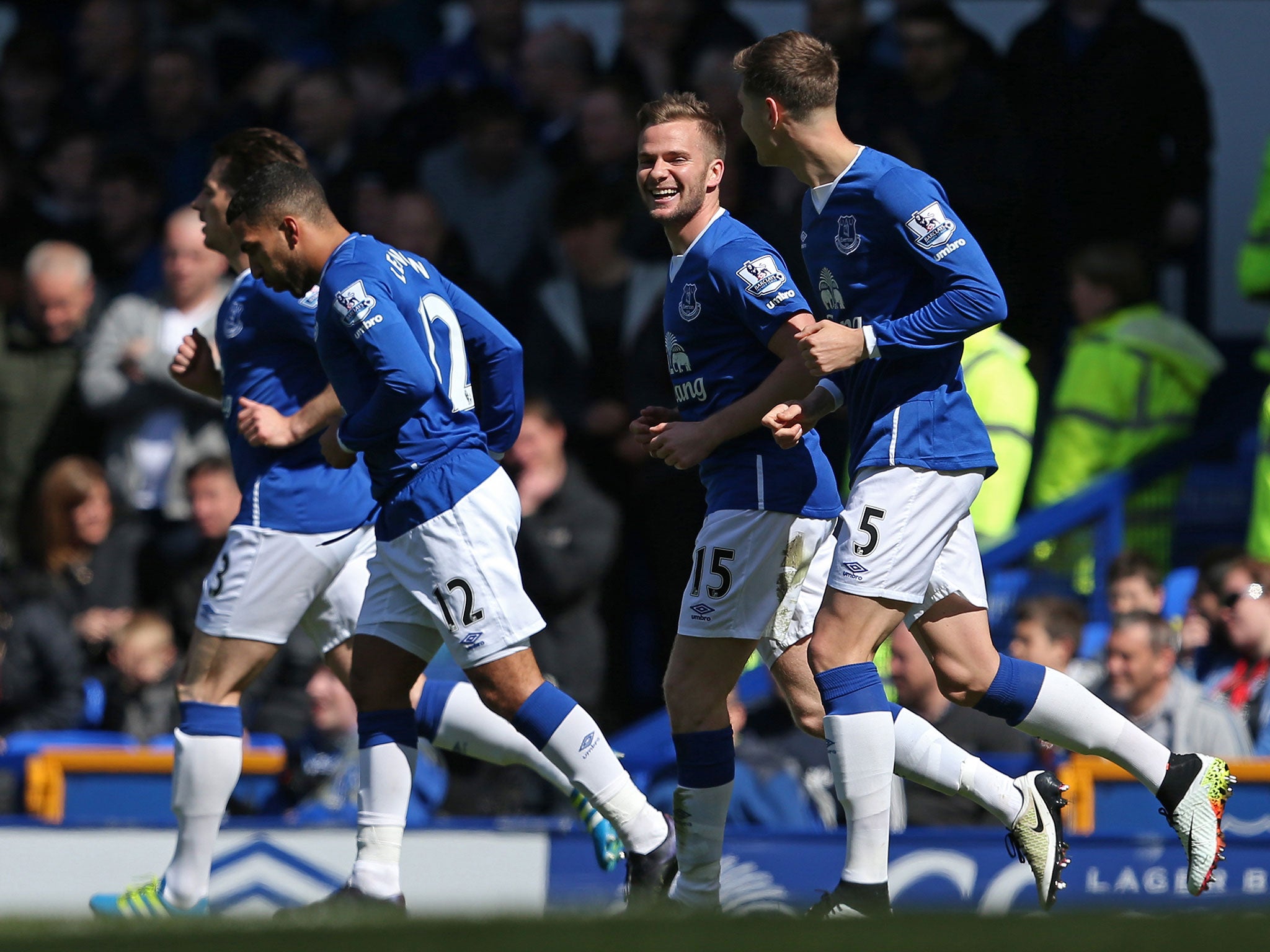 Tom Cleverley celebrates scoring for Everton against Bournemouth