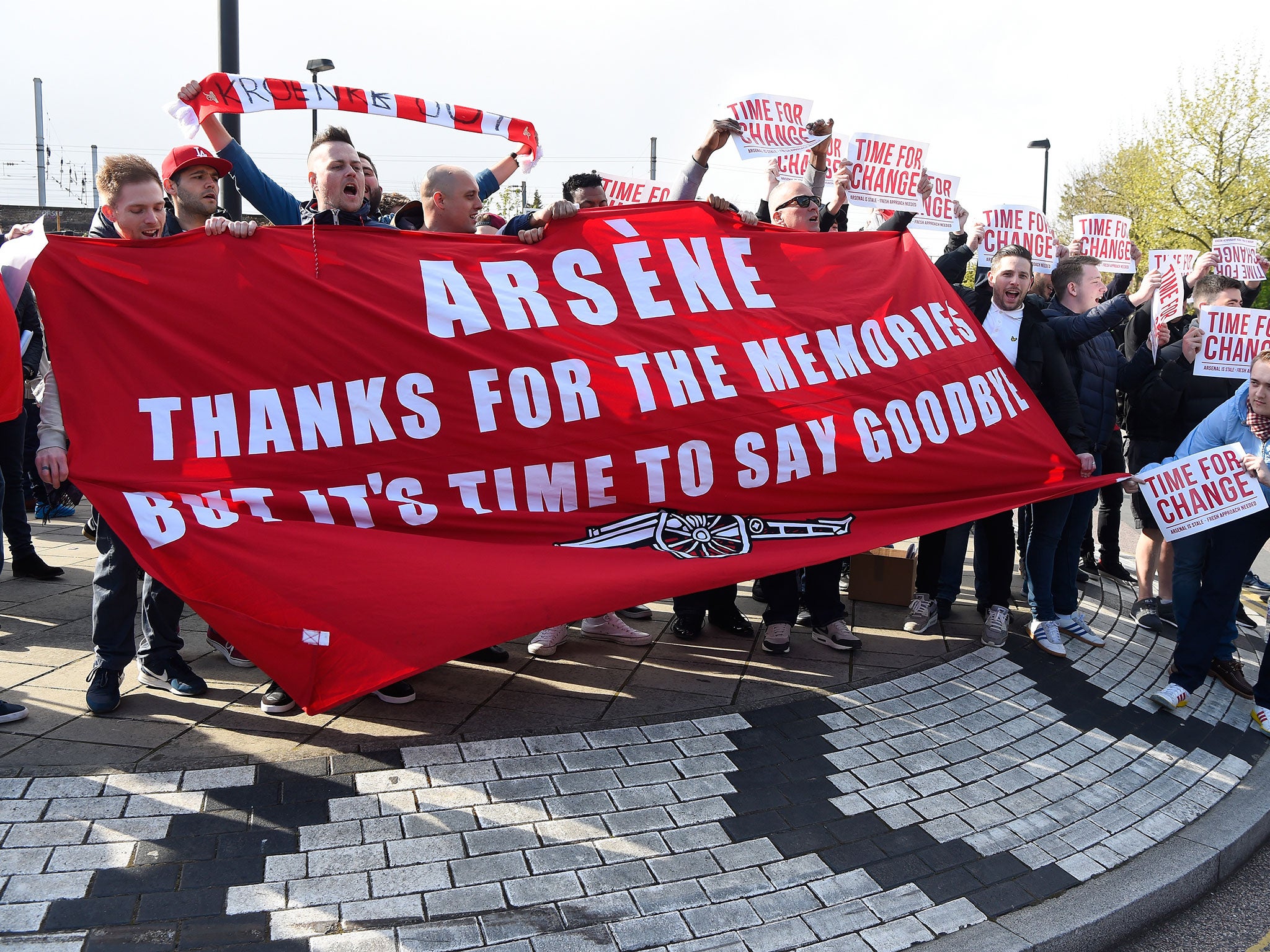 Arsenal fans protesting at the Emirates