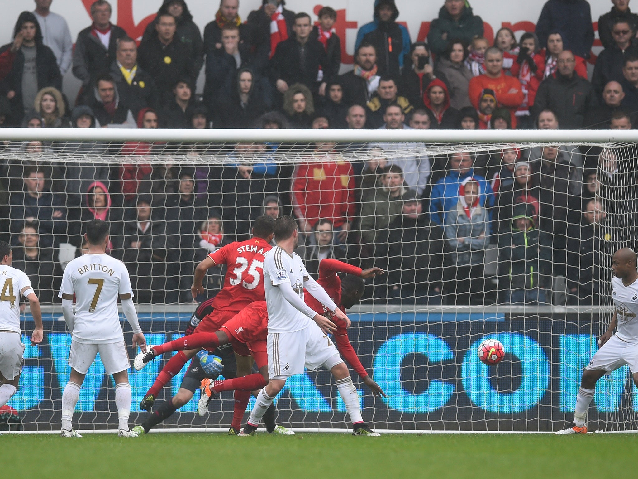 Christian Benteke pulls one backl for Liverpool