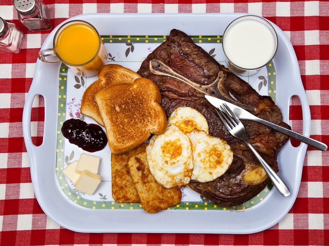 Declines a "special" meal, so was given the traditional last meal: steak (medium rare), eggs (over easy), hash browns, toast with butter and jelly, milk, juice