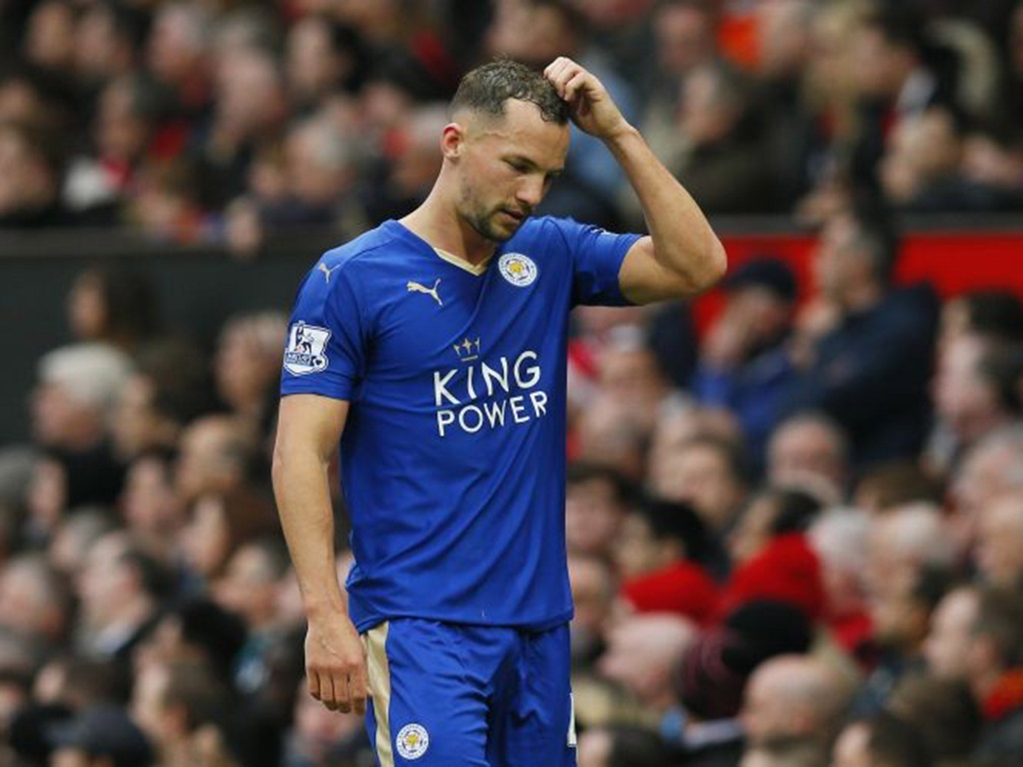 Danny Drinkwater walks off the field after being red carded in the 1-1 draw with Manchester United