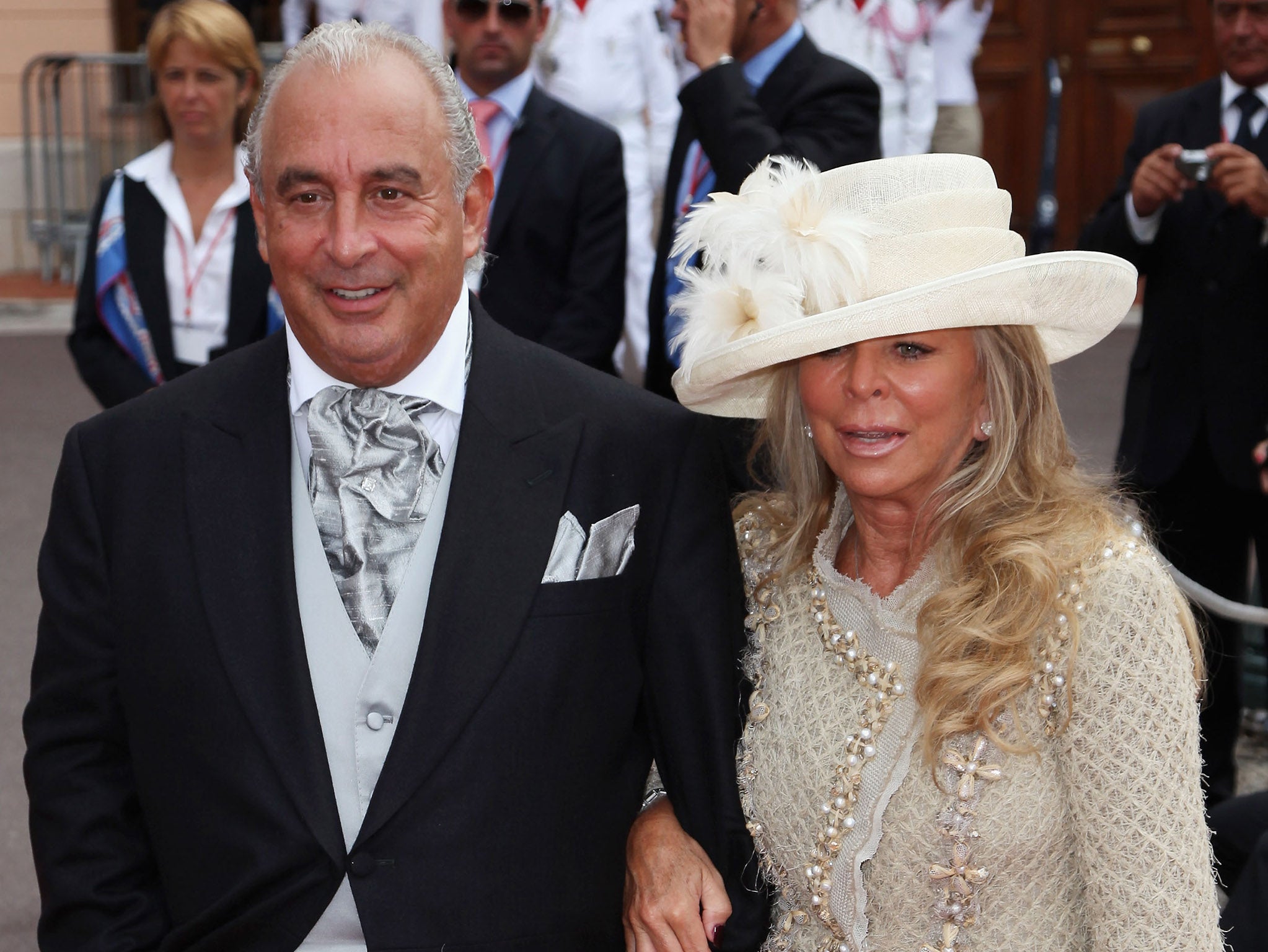 Sir Philip Green and wife Tina Green at a wedding ceremony in Monaco